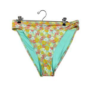 Aeropostale Bikini Bottom Women XL High Rise Floral Boho Pink Yellow Blue